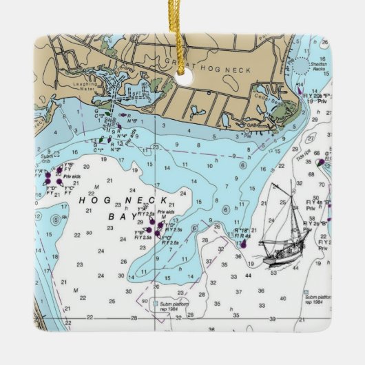 ホッグネックベイNYチャ航海のート セラミックオーナメント (正面)