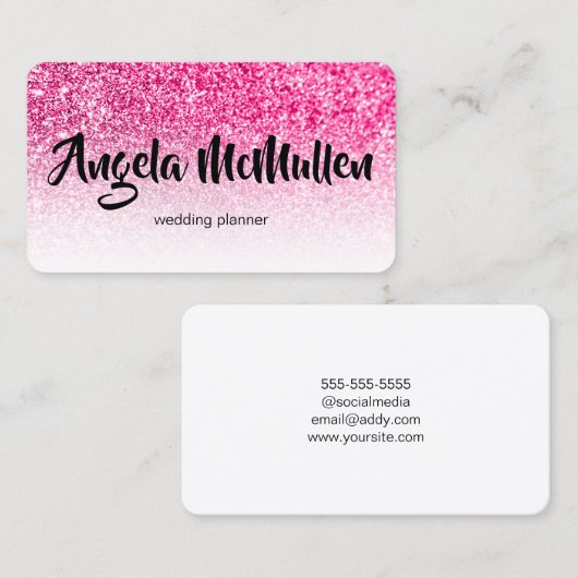 ホッグラデーショントピンクグリッター《写真》ぼけ味写真 名刺 (正面/裏面)