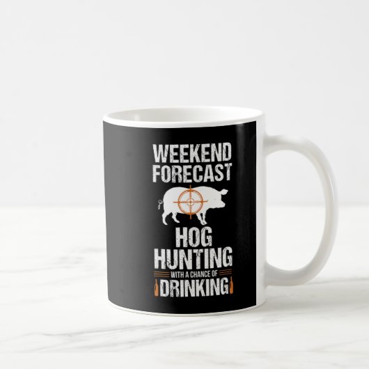 ホッグ狩りおもしろいウィークエンドビアボーハンターピッグギフト コーヒーマグカップ (右)