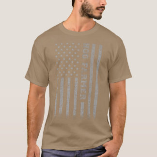 ホッグ農家アメリカ国旗 Tシャツ