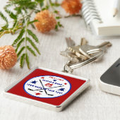 ホッケパーソナライズされたーチーム贈答品またはシニアホッケー キーホルダー (側面)