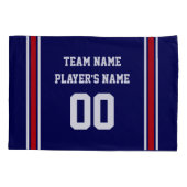 ホッケパーソナライズされたー枕ケース、ネービーブルー、ホワイト 枕カバー (裏面)