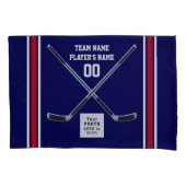 ホッケパーソナライズされたー枕ケース、ネービーブルー、ホワイト 枕カバー (正面)