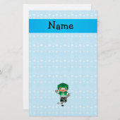 ホッケパーソナライズされたー選手の青い泡 便箋 (正面/裏面)