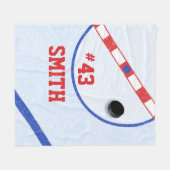 ホッケパーソナライズされたー選手センターアイス&パック フリースブランケット (正面(横))