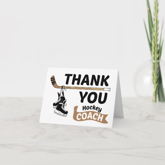 ホッケーありがとうコーチのスケートとスティック サンキューカード (正面)