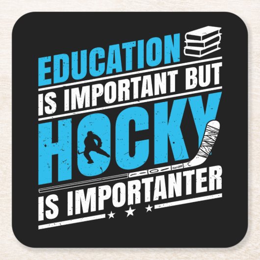 ホッケーおもしろいは重要だ スクエアペーパーコースター (正面)