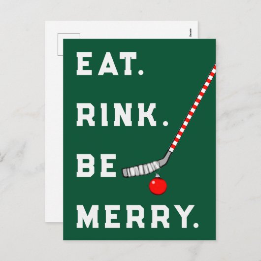 ホッケーおもしろいクリスマスホリデーカード シーズンポストカード (正面/裏面)