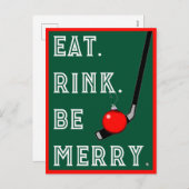 ホッケーおもしろいクリスマスホリデーカード シーズンポストカード (正面/裏面)