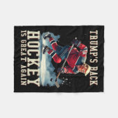 ホッケーおもしろいトランプ選手のクールヴィンテージアイスホッケー フリースブランケット (正面(横))