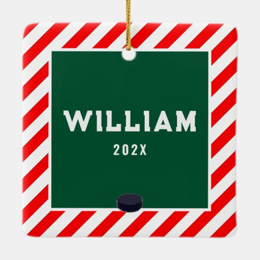 ホッケーおもしろいホリデーギフトセラミックオーナメント セラミックオーナメント (裏面)