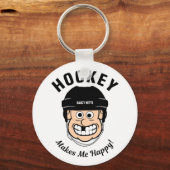 ホッケーが私をハッピーおもしろいグ漫画ホッケー選手 キーホルダー (正面)
