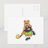 ホッケーでクマとホッケーのバット ポストカード (正面/裏面)