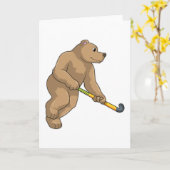 ホッケーでクマと対決するホッケーバット カード (黄色い花)