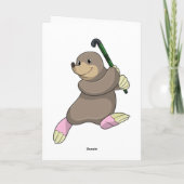 ホッケーでホッケーのスティックを持つモグラ カード (裏面)