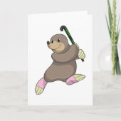 ホッケーでホッケーのスティックを持つモグラ カード (正面)