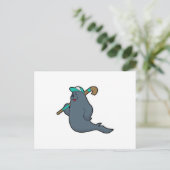 ホッケーでホッケースティックを持つシール ポストカード (スタンド正面)