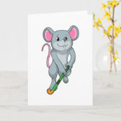 ホッケーでラットとホッケーバット カード (黄色い花)