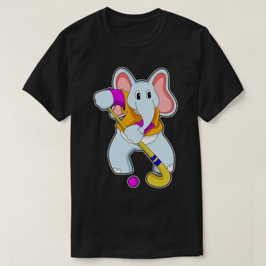 ホッケーで象こうもり Tシャツ (デザイン正面)