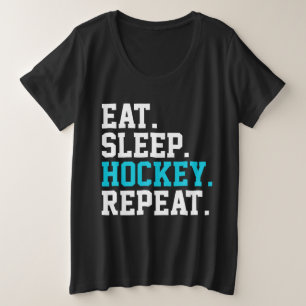 ホッケーに恋する人のための Eat Sleep Hockey Repeat プラスサイズTシャツ