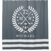 ホッケーのオールスターカスタムなイニシャル|の一流のスレートグレー シャワーカーテン (正面)