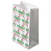 ホッケーのクリスマスの棒およびサンタの帽子 スモールペーパーバッグ (正面アングル)