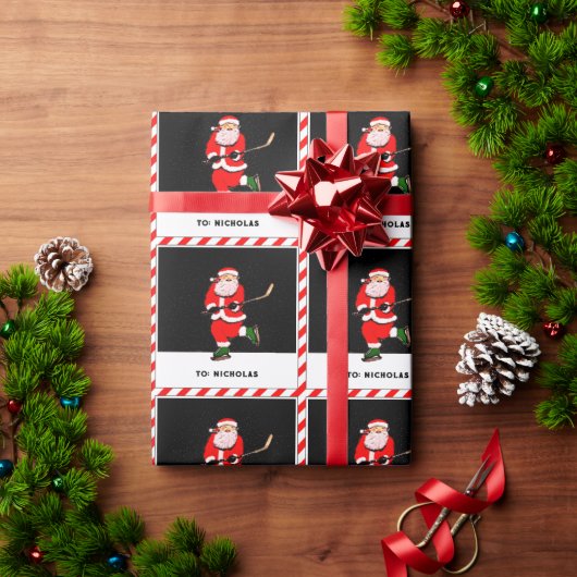 ホッケーのクリスマス ラッピングペーパー (クリスマスギフト)