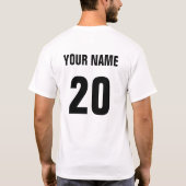 ホッケーのゴールキーパーのタイポグラフィのTシャツ + 名前及び数 Tシャツ (裏面)