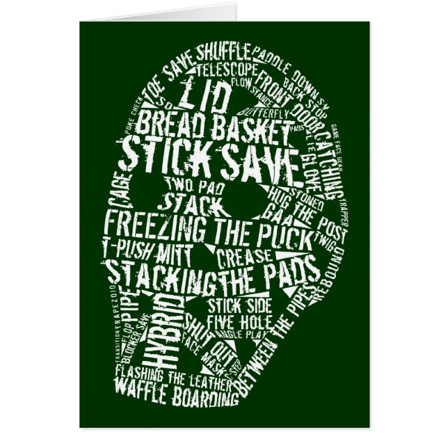 ホッケーのゴールキーパーのマスクのタイポグラフィのデザイン (正面)