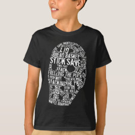 ホッケーのゴールキーパーのマスクのタイポグラフィのデザイン Tシャツ