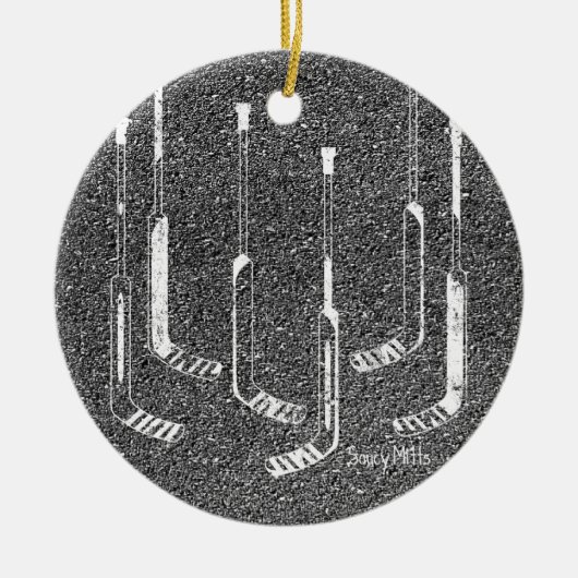 ホッケーのゴールキーパーの棒 セラミックオーナメント (正面)