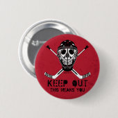 ホッケーのゴールキーパーの火炎信号Pinbackを保って下さい 缶バッジ (正面&裏面)