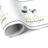 ホッケーのスケートパーソナライズな第16誕生日 ラッピングペーパー (ロールコーナー)