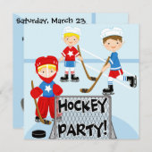 ホッケーのスポーツのパーティーのカスタムな誕生日の招待状 招待状 (正面/裏面)
