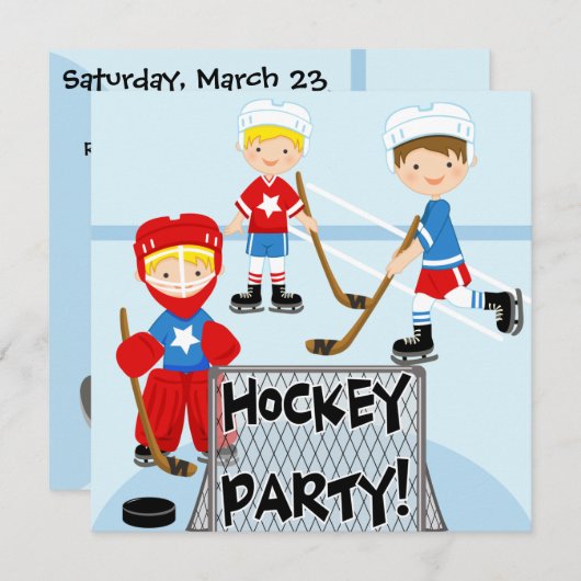 ホッケーのスポーツのパーティーのカスタムな誕生日の招待状 招待状 (正面/裏面)