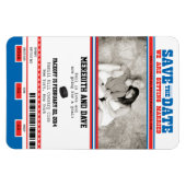 ホッケーのチケット写真の保存日付 マグネット (横)