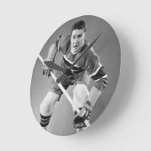 ホッケーのディフェンス ラウンド壁時計 (傾斜)