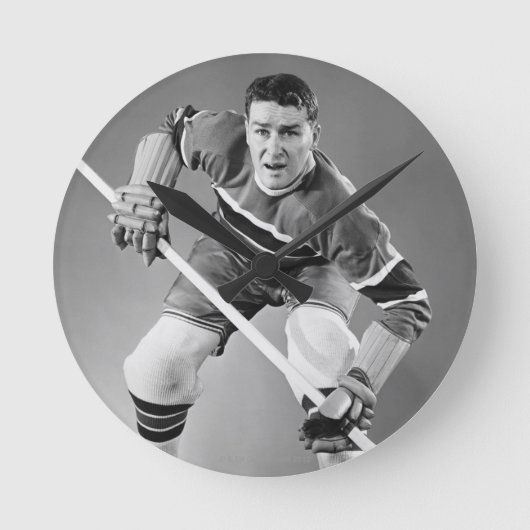 ホッケーのディフェンス ラウンド壁時計 (正面)