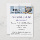 ホッケーのバースデーパーティ招待状4.25 inに 招待状 (正面)