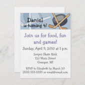 ホッケーのバースデーパーティ招待状4.25 inに 招待状 (正面/裏面)