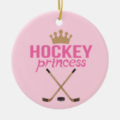 ホッケーのプリンセスのピンク セラミックオーナメント (正面)