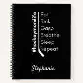 ホッケーのママのライフノートは黒く繰り返す ノートブック (正面)