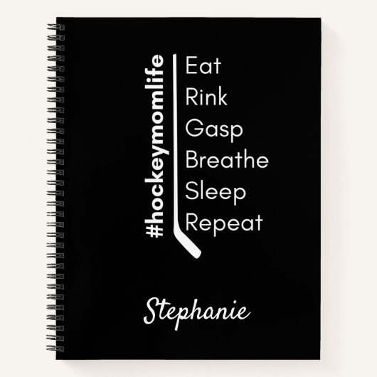 ホッケーのママのライフノートは黒く繰り返す ノートブック (正面)