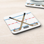 ホッケーのリンクの中心のアイスホッケーの棒(6)の置いて下さい コースター (左側)