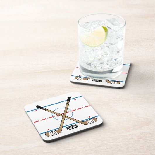 ホッケーのリンクの中心のアイスホッケーの棒(6)の置いて下さい コースター (右側)