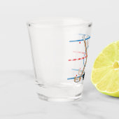 ホッケーのリンクの図表の中心のアイスホッケーの棒 ショットグラス (左)