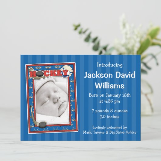 ホッケーの写真の誕生の発表 案内状 (スタンド正面)
