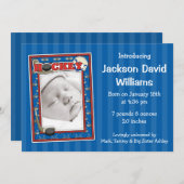 ホッケーの写真の誕生の発表 案内状 (正面/裏面)