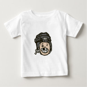 ホッケーの子供の黒 ベビーTシャツ