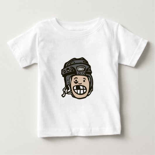ホッケーの子供の黒 ベビーTシャツ (正面)